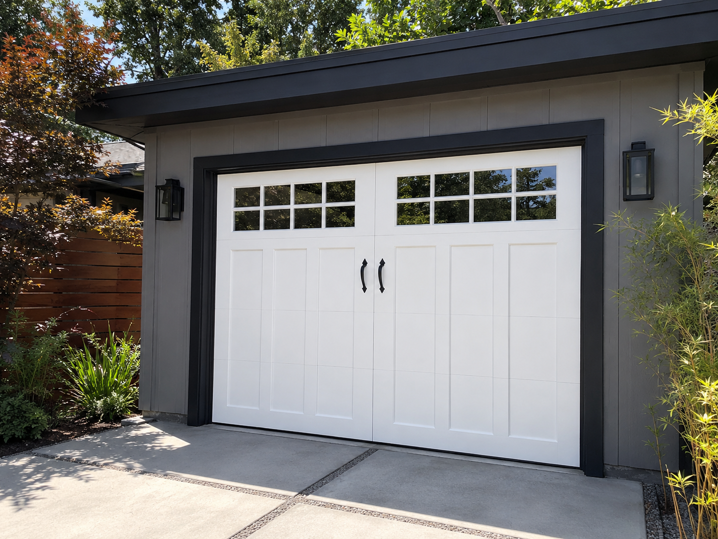 Custom carriage garage door on a Kottinger Ranch Pleasanton estate home